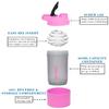 Set of 2 - Protein Shaker Bottles with Screw Lid, Stainless Steel Mixing Ball or Storage Compartment Plastic Supplement Shaker Bottle for Gym Fitness Running Exercise [Pink - 600ml and Blue- 700ml] view 3
