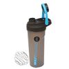 Set of 2 - Protein Shaker Bottles with Screw Lid, Stainless Steel Mixing Ball or Storage Compartment Plastic Supplement Shaker Bottle for Gym Fitness Running Exercise [Pink - 600ml and Blue- 700ml] view 4