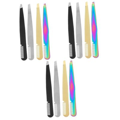 Beaupretty 12pcs Professional Eyebrow Tweezers for Women Precision Tweezers for Facial Hair Removal Eyebrow Shaping Tool and Facial Hair Care