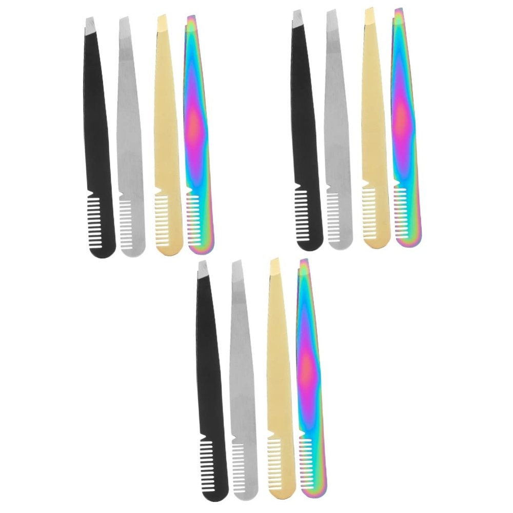 Beaupretty 12pcs Professional Eyebrow Tweezers for Women Precision Tweezers for Facial Hair Removal Eyebrow Shaping Tool and Facial Hair Care