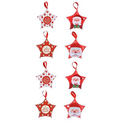 VILLCASE 24pcs Christmas Candy Packaging Boxes Decorative Star Shape Wrapping Case Santa Claus Man Christmas Tree Design Paper Boxes for Sweets Party Supplies