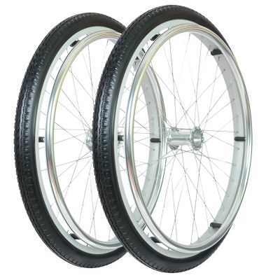 241.75, 24inch Wheelchair Wheels Assembly, Replacement Rear Wheel for Electric Wheelchair,Non-Slip Solid Tire,Aluminum Wheel Hub, 17mm Bearing (Pair)