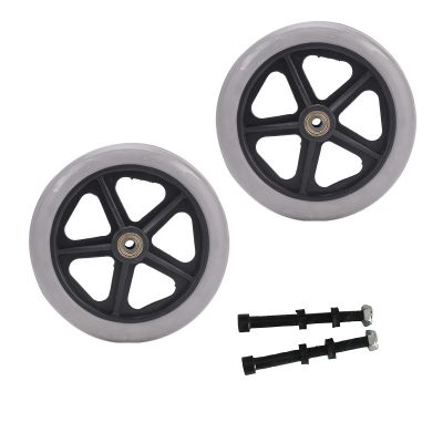 1 Pair 6/7/8 Inch Wheelchair Front Wheels, Non-Pneumatic Wheelchair Solid Rubber Wheels Assembly for Many Standard Wheelchairs with 5/16" (8 mm) Bearing (Color : Grey, Size : 7")