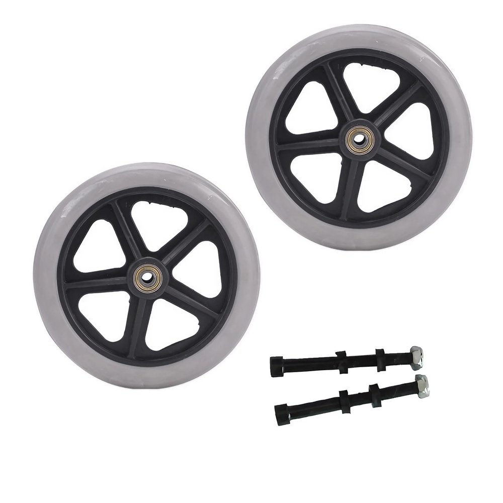 1 Pair 6/7/8 Inch Wheelchair Front Wheels, Non-Pneumatic Wheelchair Solid Rubber Wheels Assembly for Many Standard Wheelchairs with 5/16" (8 mm) Bearing (Color : Grey, Size : 7")