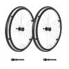1 Pair 24 Inch Replacement Wheelchair Rear Wheels, 24X1 3/8 Solid Anti-Slip Polyurethane/Rubber Wheelchair Caster Assembly with 15/32" (12mm) Bearings and Handrim for Manual Wheelchairs Walkers (Colo view 1