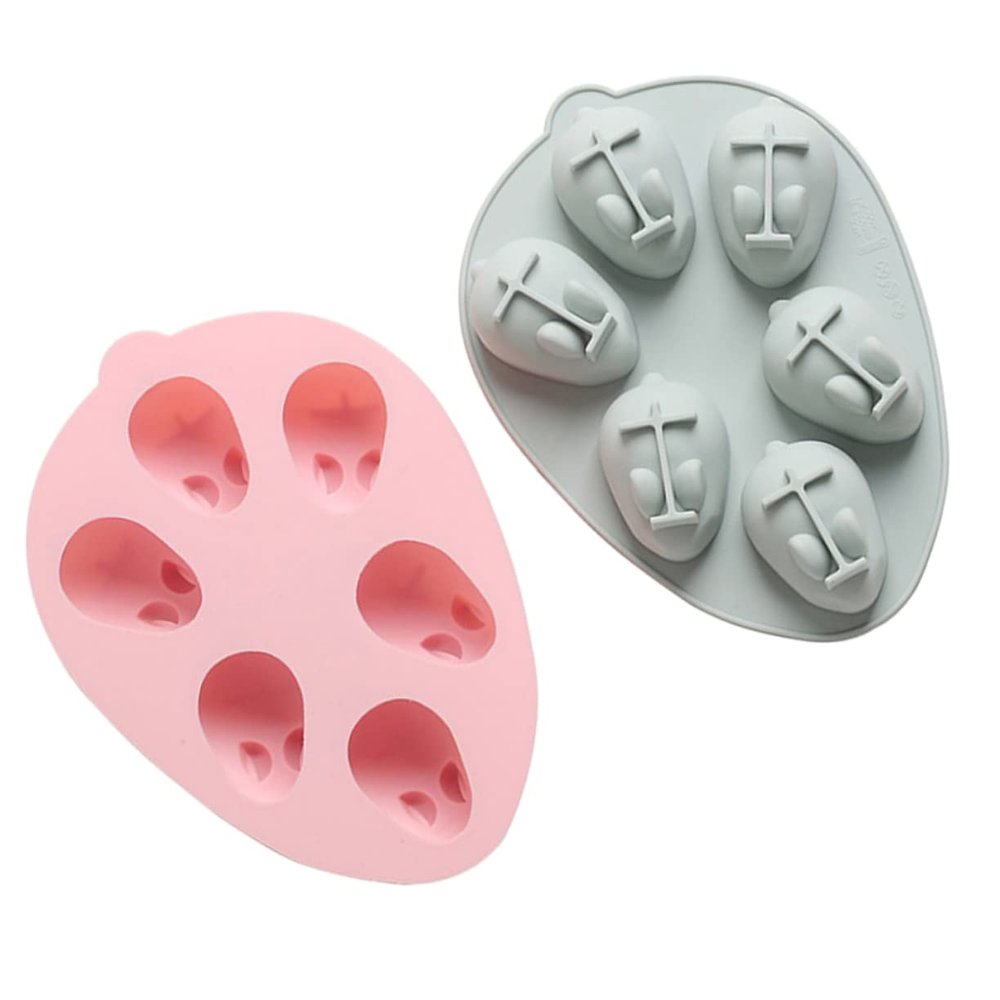 OUNONA 2 Pack 3D Silicone Bunny Cake Molds Safe for Baking for Cookies Cakes Puddings Beautiful Shape
