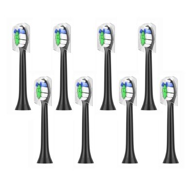 AuLYn 8pcs Brush Heads Adapted For HX3/HX6/HX9 Series Electric Toothbrush HX6066/71 Soft Nozzles (Color : Black)