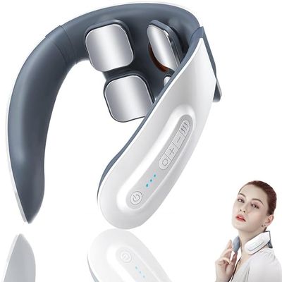 4 Heads Cervical Massager, 6 Modes 18 Levels Intensity Adjustment, Intelligent Electric Neck Massager with Different Heat Levels for Precise Massage in Office and Home