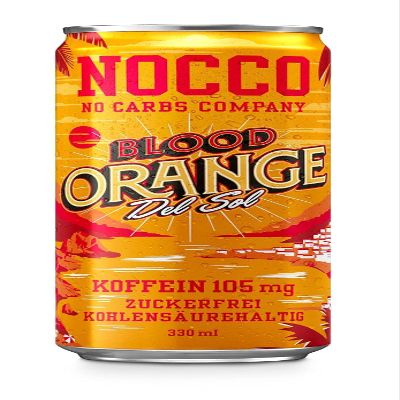NOCCO BCAA Blood Orange Del Sol, Pack of 12 Sugar-Free Energy Drink with 105 mg Caffeine & BCAAs (330 ml), Performance Drink, Carbonated Drink