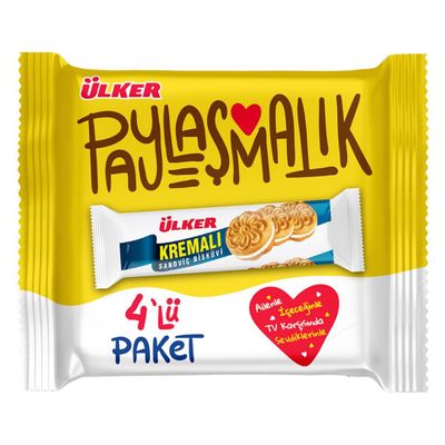 Paylasmalik Cream Sandwich Biscuit Cookies Pack 244 gram in 4 packs