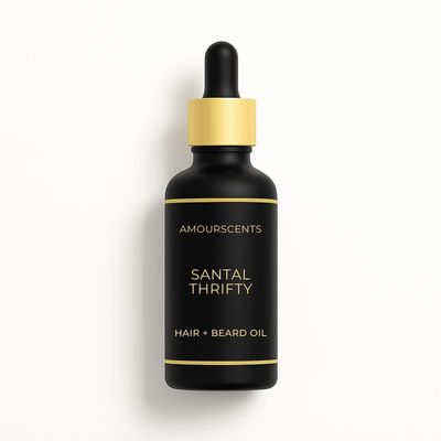 Santal 33 Hair + Beard Oil - Inspired Grooming Formula for Conditioning, Hydrating, Moisturising, Fresh And Healthy Soft Beard, 100% Alcohol & Vegan Free - Santal Thrifty (30ml)