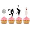 BoningNEW 24PCS Bowling Cupcake Topper for Birthday Party Wedding Baby Shower Party Outdoor Sports Theme Party Decorations Supplies PicksGlitter: Bowling Balls, Bowling Bottles, Playing Silhouettes) view 1