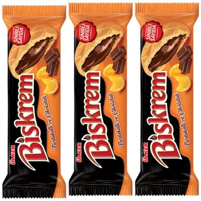 Biskrem Orange and Chocolate Cookie Biscuit Biscuit 90 gram x 3 Pieces
