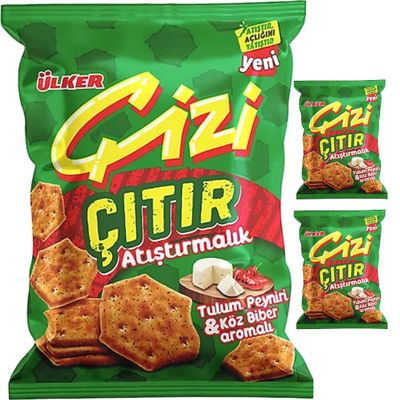 Cizi Tulum Cheese and Roasted Pepper Flavored Cracker Biscuit 40 gram x 3 Pieces