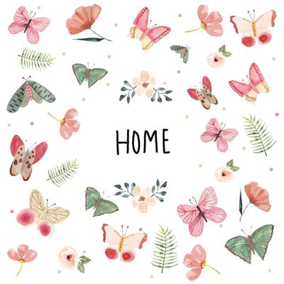 20 Napkins with Sayings Home Around Butterflies as Table Decoration Paper Napkins with Motif Also for Decoupage and Decoupage 33 x 33 cm