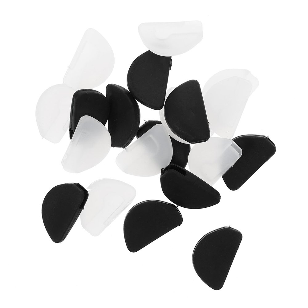 SOESFOUFU 20pairs Silicone Nose Pads for Glasses D-shaped Anti-slip Eyewear Black White Durable Nose Protectors for Eyeglasses and Sunglasses