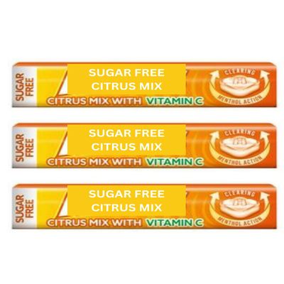 Assorted Citrus Sugar Free Cough Sweets 32g (Pack of 3 Bars) Soothing Sore Throat Relief