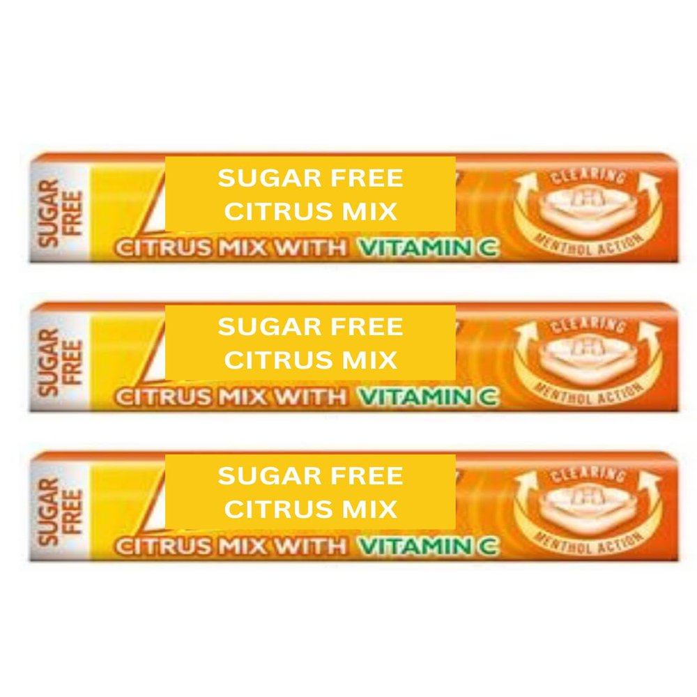 Assorted Citrus Sugar Free Cough Sweets 32g (Pack of 3 Bars) Soothing Sore Throat Relief
