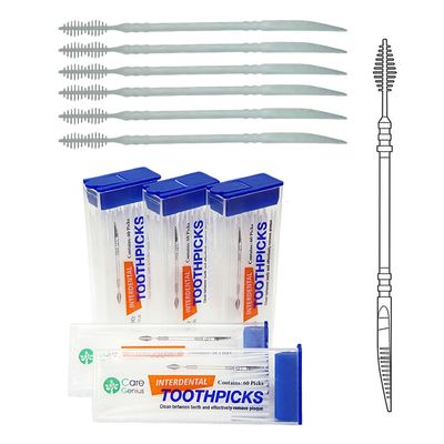 120 Dual-End Interdental Brushes | Double Action Dental Picks | Travel Case | Orthodontic Interdental Brush Toothpick Dental Tooth Flossing Brushes Teeth Brush Picks (120)