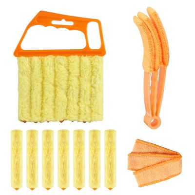 10-Pack Window Blind Cleaner Set: Includes 1 7-Finger Detail Brush, 1 Shutter Cleaning Brush, and Replacement Heads. Efficient for Blinds, Vents, Keyboards, and More.