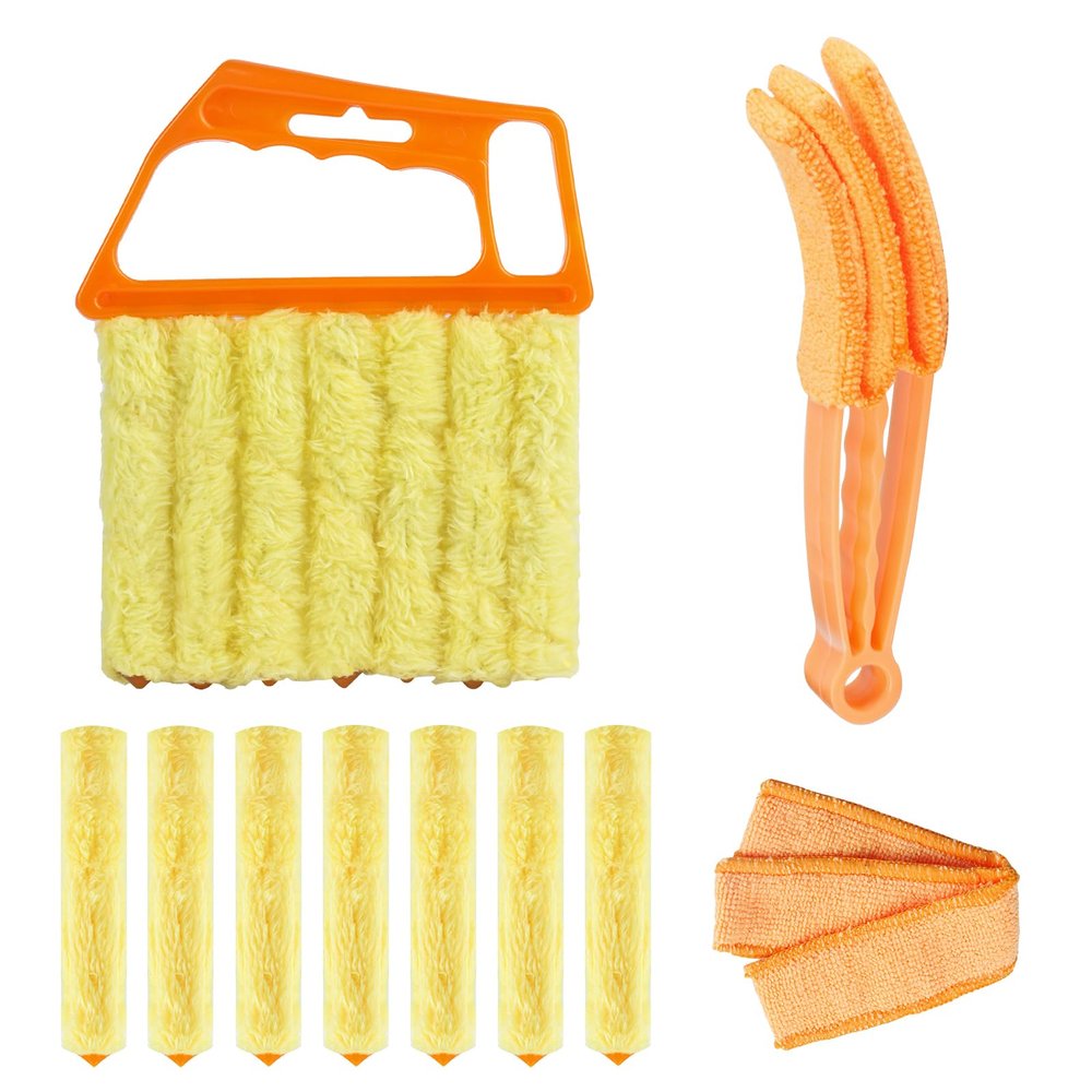 10-Pack Window Blind Cleaner Set: Includes 1 7-Finger Detail Brush, 1 Shutter Cleaning Brush, and Replacement Heads. Efficient for Blinds, Vents, Keyboards, and More.