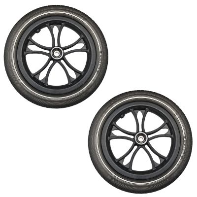 1 Pair 12 Inch Wheelchair Rear Wheels Assembly, 12 x2  Solid Rubber Replacement Wheelchair Wheels for Most Electric Wheelchairs with 1/2" (12mm) Bearings