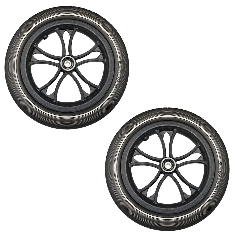 1 Pair 12 Inch Wheelchair Rear Wheels Assembly, 12 x2  Solid Rubber Replacement Wheelchair Wheels for Most Electric Wheelchairs with 1/2" (12mm) Bearings