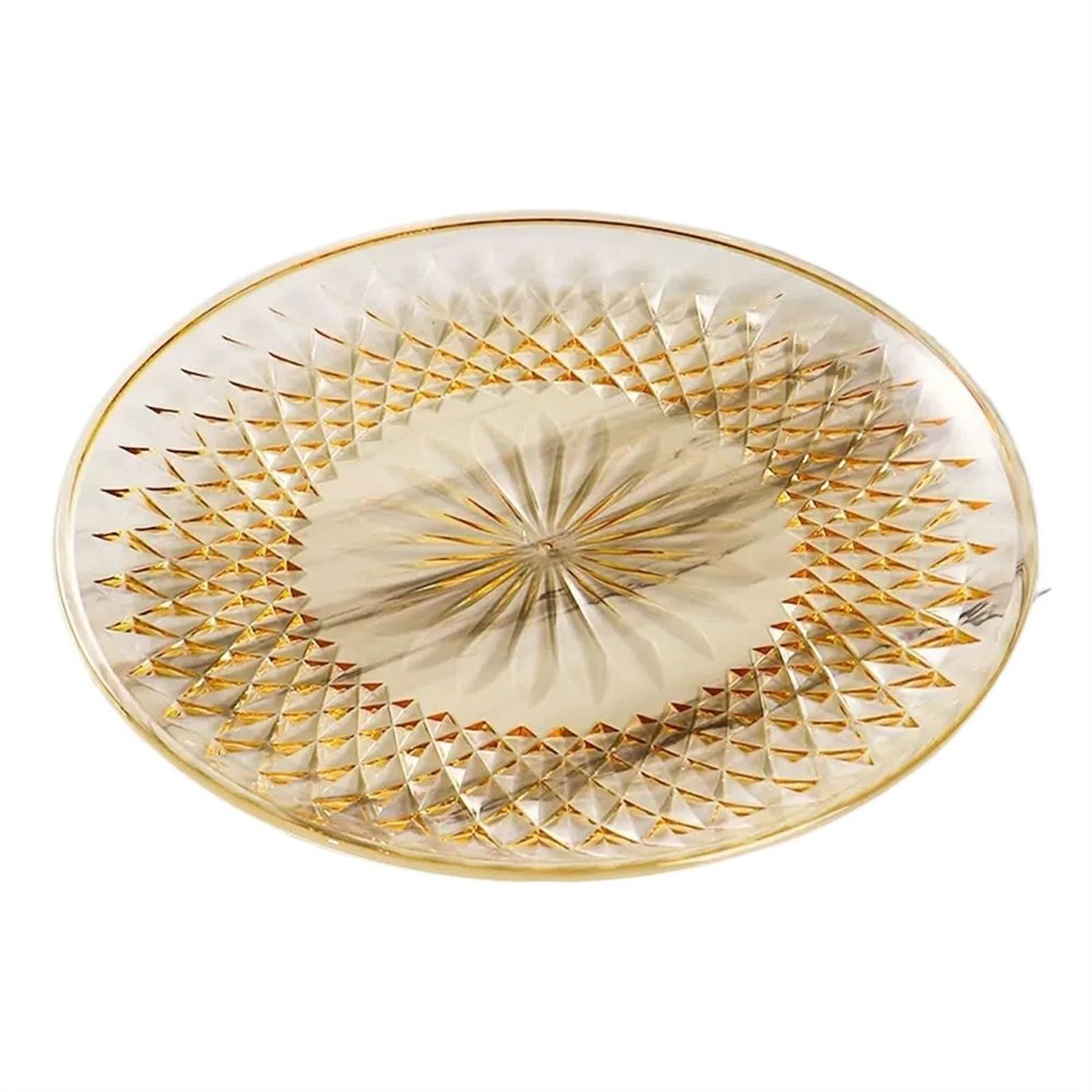 WAOCEO Fruit Bowls 3PCS Acrylic Fruit Plate Plate KTV Commercial Fruit Plate Snack Plate Small Size Candy Plate Home Large Fruit Plate Fruit basket (Color : Gold, Size : M)