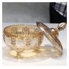 WAOCEO Fruit Bowls Modern Living Room Household Coffee Table Fruit Plate Crystal Clear Glass Plate Gold Teal Fruit Plate Fruit basket (Color : A) view 4