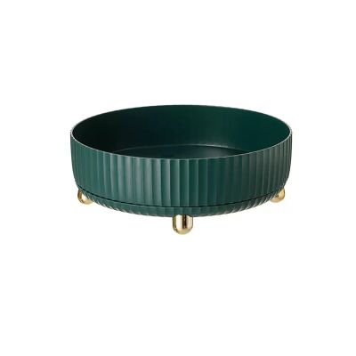 WAOCEO Fruit Bowls Rotatable Fruit Tray New Living Room Home Simple Modern Fruit Tray Coffee Table Creative Large Capacity Storage Tray Fruit basket (Color : Dark green, Size : L)