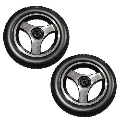 12 Inch Replacement Wheelchair Rear Wheels, 12 x2  PU Solid Wheelchair Tires Assembly with 11/16" (17mm) Bearings for Most Electric Wheelchairs, 1 Pair (Color : Black)