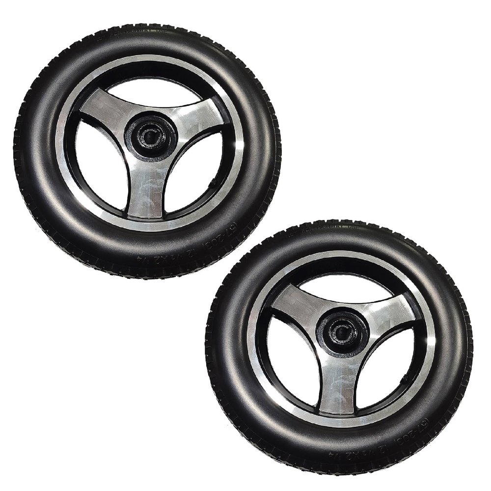 12 Inch Replacement Wheelchair Rear Wheels, 12 x2  PU Solid Wheelchair Tires Assembly with 11/16" (17mm) Bearings for Most Electric Wheelchairs, 1 Pair (Color : Black)