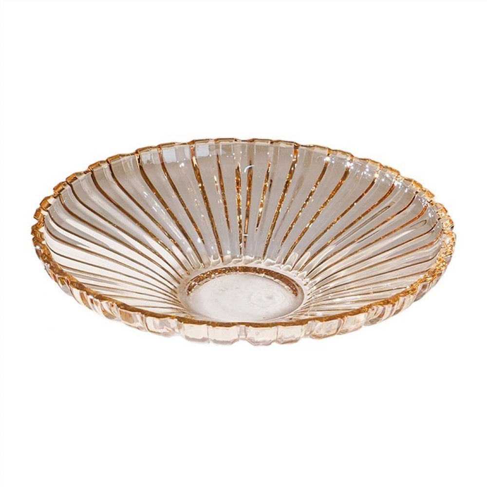 WAOCEO Fruit Bowls Simple Fashion Thickened Glass Fruit Plate Candy Snack Tray Open Large-Capacity Design Dessert Fruit Bowl Decorative Fruit Plate Fruit Basket (Color : Yellow)
