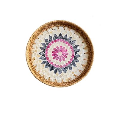 WAOCEO Fruit Bowls Woven Fruit Tray Tray Living Room Coffee Table Home Snack Storage Basket Bun Box Snacks Fruit Basket Fruit Tray Fruit basket (Color : 08, Size : Small)