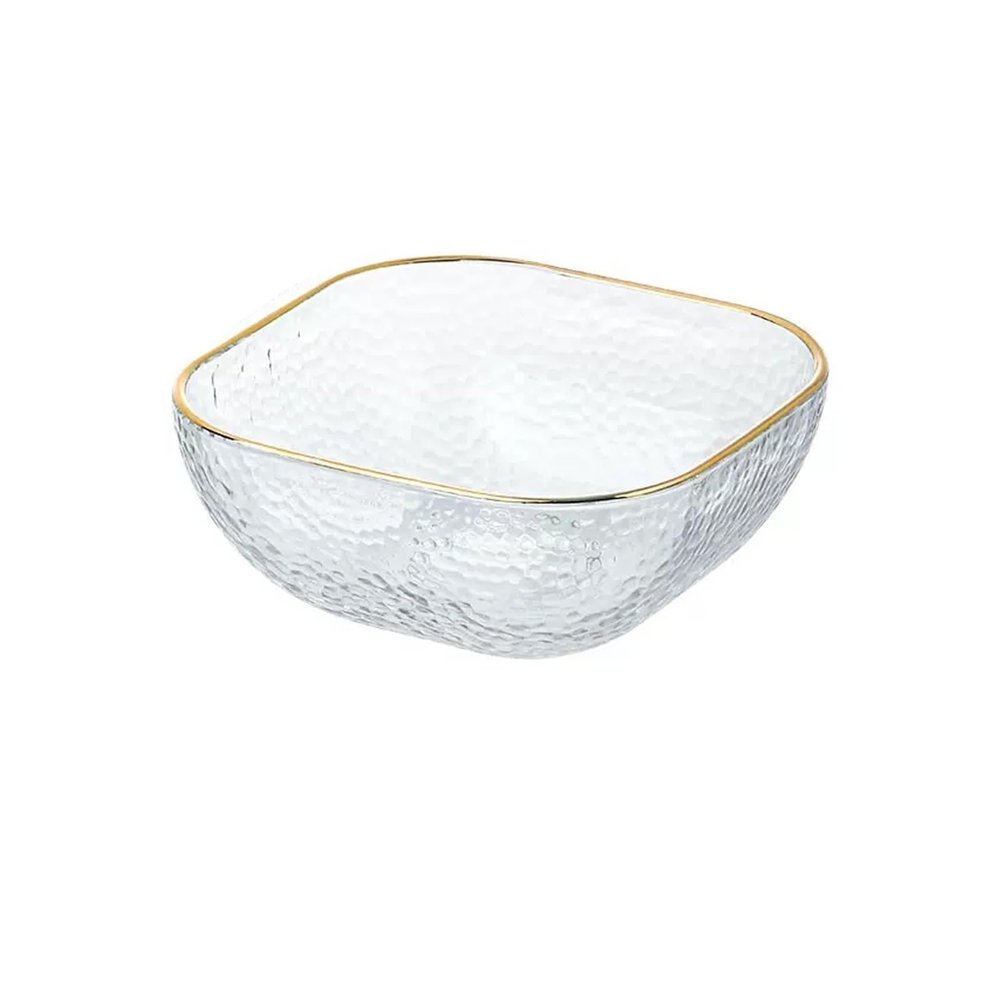 WAOCEO Fruit Bowls Fruit Plate Living Room Home Coffee Table Snack Plate Salad Plate Glass Fruit Plate Gold Edge Fruit Salad Plate Fruit basket (Color : B)