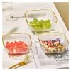WAOCEO Fruit Bowls Fruit Plate Living Room Home Coffee Table Snack Plate Salad Plate Glass Fruit Plate Gold Edge Fruit Salad Plate Fruit basket (Color : B) view 4