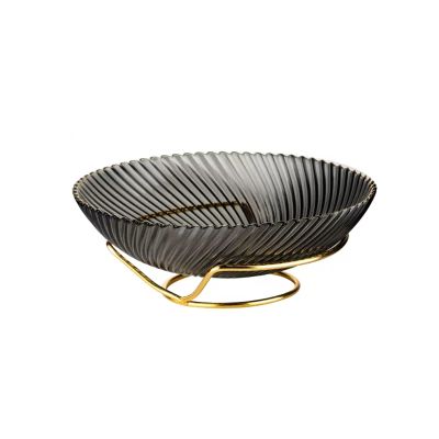 Fruit Bowls Glass Fruit Plate Light Luxury Style High-grade Can Be Hard Coffee Table Home Fruit Plate Placement Plate Snack Candy Plate With Fruit Plate Stand Fruit basket ( Color : Gris , Size : L )