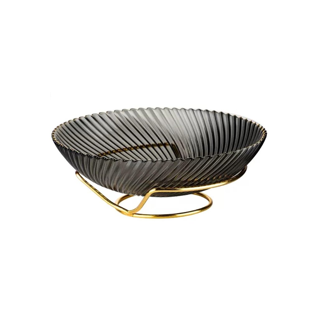 Fruit Bowls Glass Fruit Plate Light Luxury Style High-grade Can Be Hard Coffee Table Home Fruit Plate Placement Plate Snack Candy Plate With Fruit Plate Stand Fruit basket ( Color : Gris , Size : L )