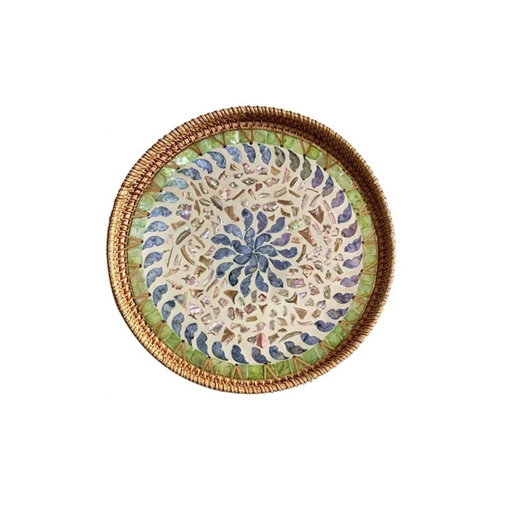 WAOCEO Fruit Bowls Woven Fruit Tray Tray Living Room Coffee Table Home Snack Storage Basket Bun Box Snacks Fruit Basket Fruit Tray Fruit basket (Color : 07, Size : Small)