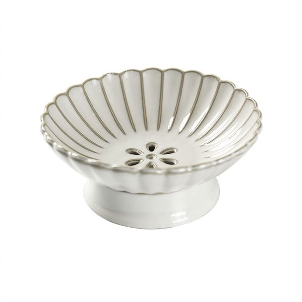 Fruit Bowls Drainable Fruit Plate Ceramic High-Footed Snack Plate Fruit Plate Home Fruit Bowl Retro Style Design Fruit Basket (Color : White)