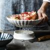 Fruit Bowls Drainable Fruit Plate Ceramic High-Footed Snack Plate Fruit Plate Home Fruit Bowl Retro Style Design Fruit Basket (Color : White) view 3