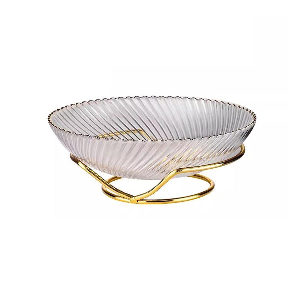 Fruit Bowls Glass Fruit Plate Light Luxury Style High-grade Can Be Hard Coffee Table Home Fruit Plate Placement Plate Snack Candy Plate With Fruit Plate Stand Fruit basket ( Color : Clear , Size : L )