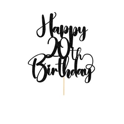 Dcokska Happy Birthday 20th Cake TopperMen/Women 20th Birthday,20th Anniversary Party Cake Topper Decorations/Dinner Party Decorations (20)