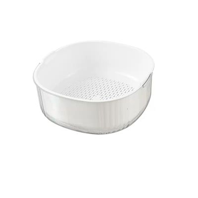 Fruit Bowls Thickened Double Layer Fruit Tray Plastic Draining Basket Leaking Basin Home Kitchen Wash Fruit Tray Fruit basket (Color : White, Size : Small)