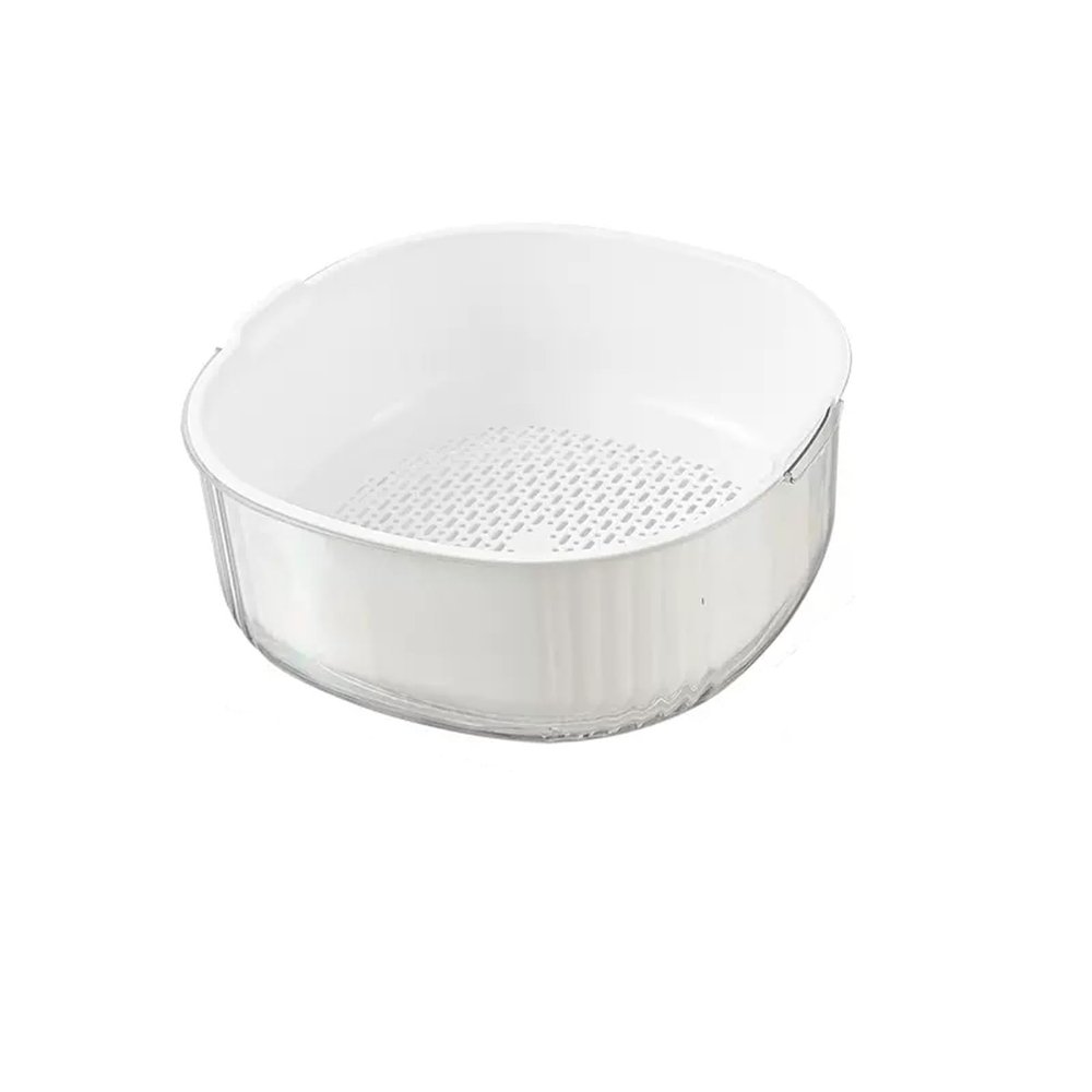 Fruit Bowls Thickened Double Layer Fruit Tray Plastic Draining Basket Leaking Basin Home Kitchen Wash Fruit Tray Fruit basket (Color : White, Size : Small)