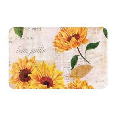 VANANI Sunflower Flannel Non-Slip Carpet,Easy To Take Care Of,Moderate Thickness,Suitable For Front Door,Garage Door,Back Door,Bedroom And Kitchen.