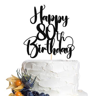 Dcokska Happy Birthday 80th Cake TopperMen/Women 80th Birthday,80th Anniversary Party Cake Topper Decorations/Dinner Party Decorations (80)