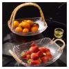 Fruit Bowls Glass Fruit Tray Living Room Home Senior Fruit Basket Afternoon Tea Snacks Coffee Table Tray With Carry Handle Fruit Tray Fruit basket (Color : B) view 4