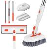 SetSail 4-in-1 Tile Tub Floor Scrubber with 52-inch Adjustable Long Handle Shower Cleaner Brush Comes with Window Scrubber and 3 Replacement Brush Heads for Cleaning Bathroom Kitchen Walls Tub Tile view 1