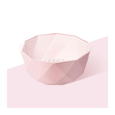 WAOCEO Fruit Bowls Fruit Tray Living Room Home Kitchen Double Wash Vegetable Draining Basket Fruit Basket Blue Green Pink Fruit Bowl Fruit basket (Color : Pink, Size : L)
